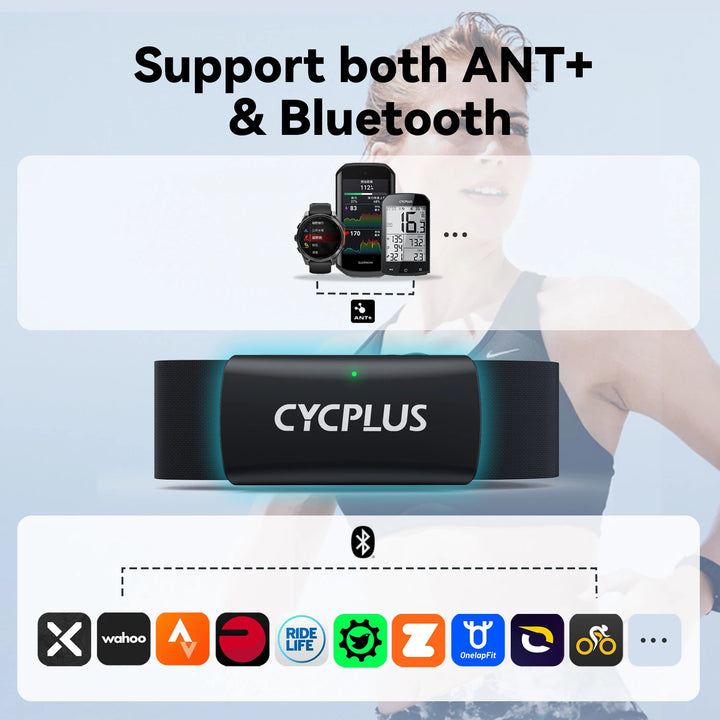 CYCPLUS H2 Herzfrequenz-Brustgurt – ANT+ & Bluetooth Puls-Sensor