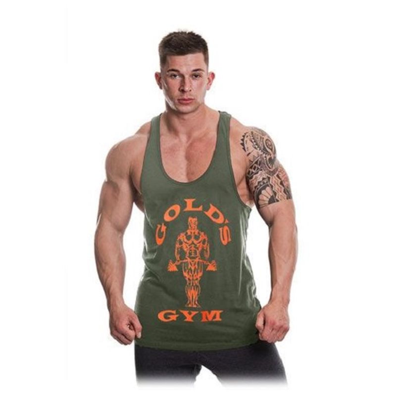 Golds Gym Stringer Joe Premium - army/orange XXL
