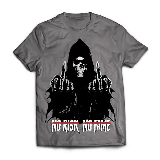 Skull Labs | T-Shirt NO RISK-NO FAME - Grau/ Silber