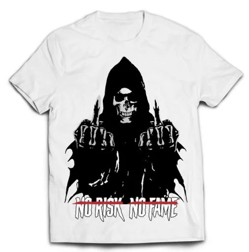 Skull Labs | T-Shirt NO RISK-NO FAME - Weiß/ Silber